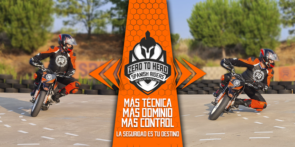 Bruno entrenando en un curso de conducción segura en moto con Spanish Riders