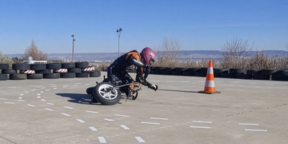 caida de una alumna en el curso de iniciacion en moto por miedo